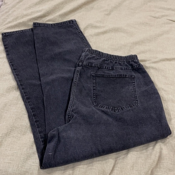 DENIM&CO Stretch Waist Regular Front & back Pocket Jeans 2X distressed Blk denim - Picture 1 of 8